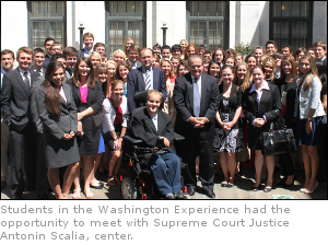 Students in The Washington Experience, with Supreme Court Justice Antonin Scalia
