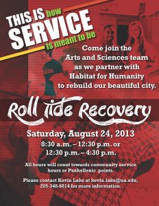 Flyer for Roll Tide Recovery event