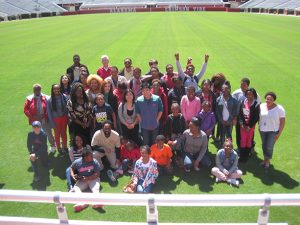 Victory Through Voices participants at Bryant-Denny stadium