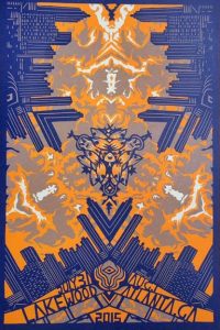 Purple and orange poster for the band Phish