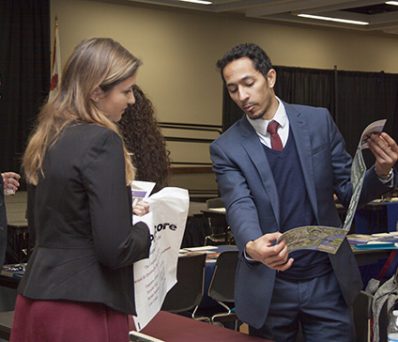 Students can meet law school admissions representatives at the annual law-school fair.