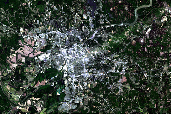 Satellite image of the city in 2014. 