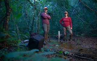doctoral student Delaney Peterson and post-doctoral researcher Dr. Corianne Tatariw at Tanglewood Biological Station