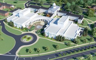3D rendering of aerial view of the Smith Family Center