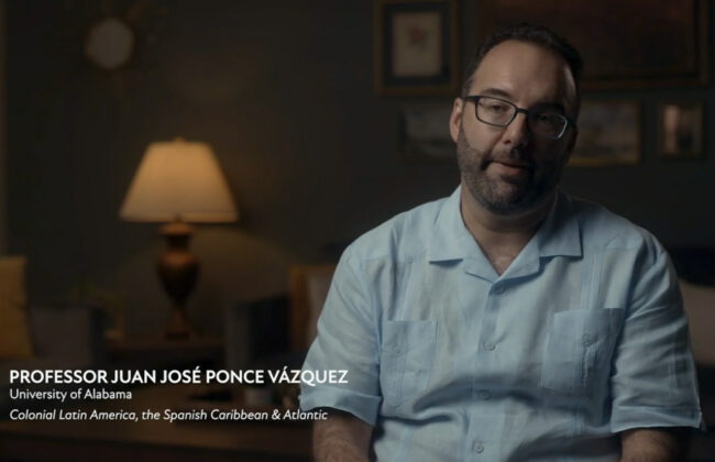 still frame of Juan Ponce Vazquez in the National Geographic documentary series "Conquistadors"